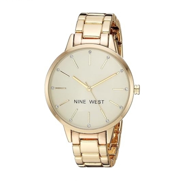 Accessories - Women's Crystal Accented Bracelet Watch Gold Color